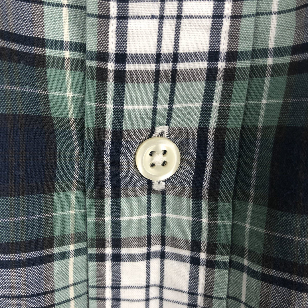 Ralph Lauren long sleeve button down check shirt, men's XL size cotton Emerald green Vintage Second Hand