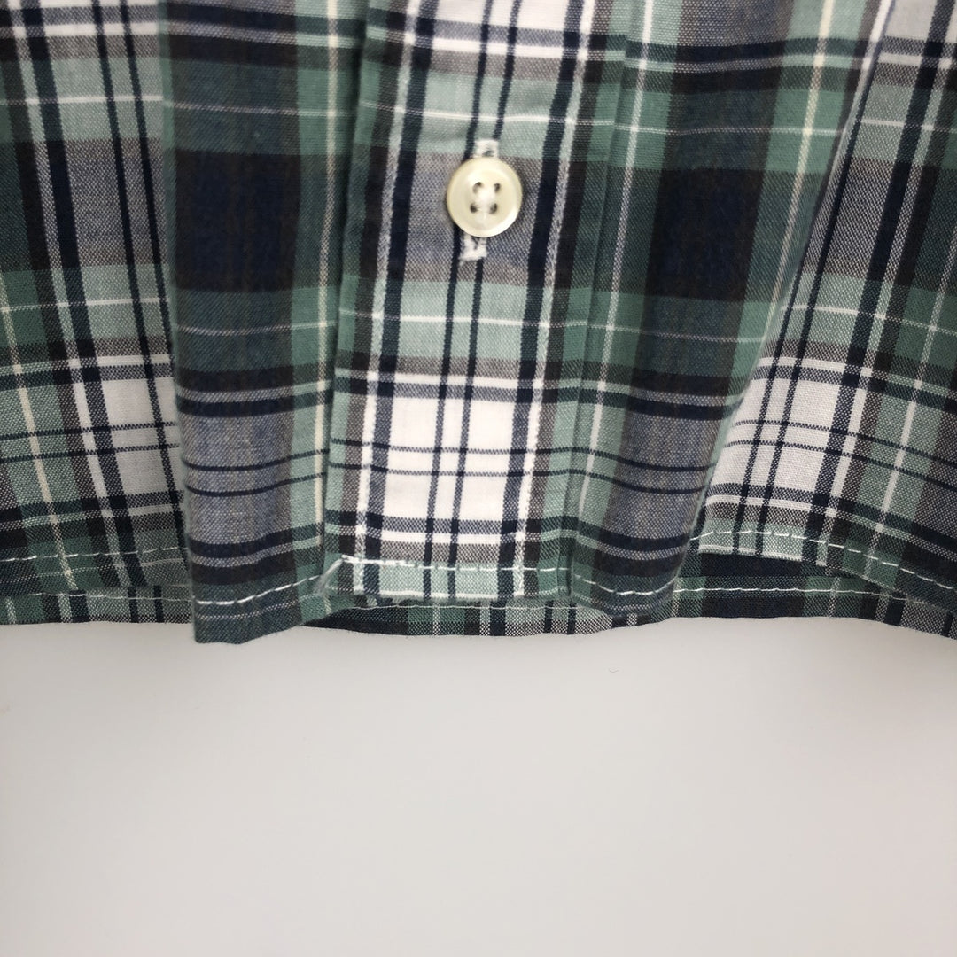 Ralph Lauren long sleeve button down check shirt, men's XL size cotton Emerald green Vintage Second Hand