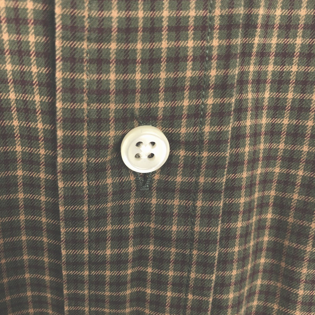 Ralph Lauren BLAKE long sleeve button down check shirt, men's XL size cotton Khaki type Vintage Second Hand