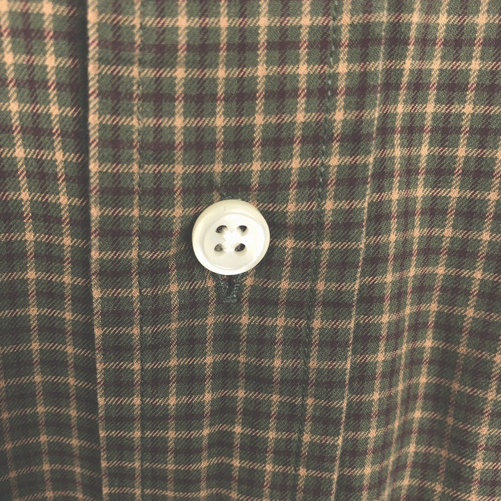 Ralph Lauren BLAKE long sleeve button down check shirt, men's XL size cotton Khaki type Vintage Second Hand
