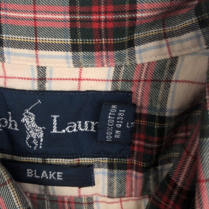 Ralph Lauren BLAKE long sleeve button down check shirt, men's size L cotton Beige type Vintage Second Hand