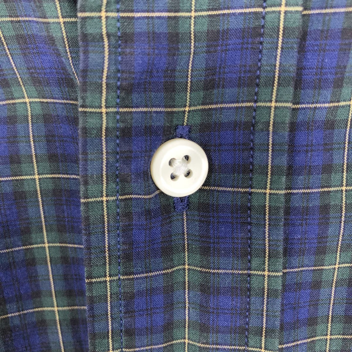Ralph Lauren CUSTOM FIT long sleeve button down check shirt men's size M cotton navy blue type Vintage Second Hand
