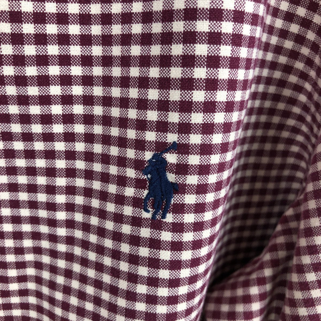 Ralph Lauren CUSTOM FIT Gingham Check Long Sleeve Button Down Check Shirt Men's M Size cotton red type Vintage Second Hand