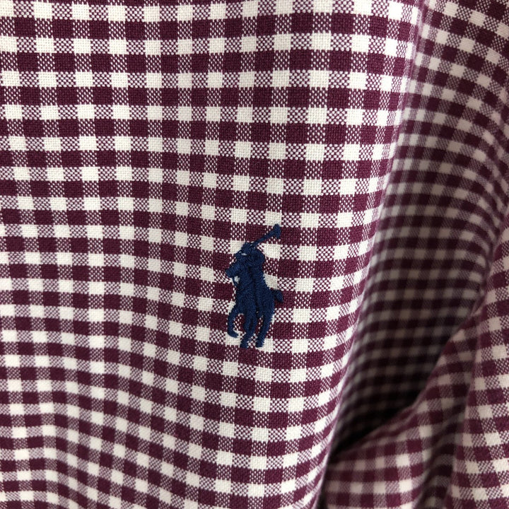 Ralph Lauren CUSTOM FIT Gingham Check Long Sleeve Button Down Check Shirt Men's M Size cotton red type Vintage Second Hand