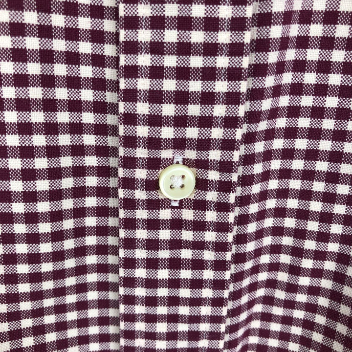 Ralph Lauren CUSTOM FIT Gingham Check Long Sleeve Button Down Check Shirt Men's M Size cotton red type Vintage Second Hand