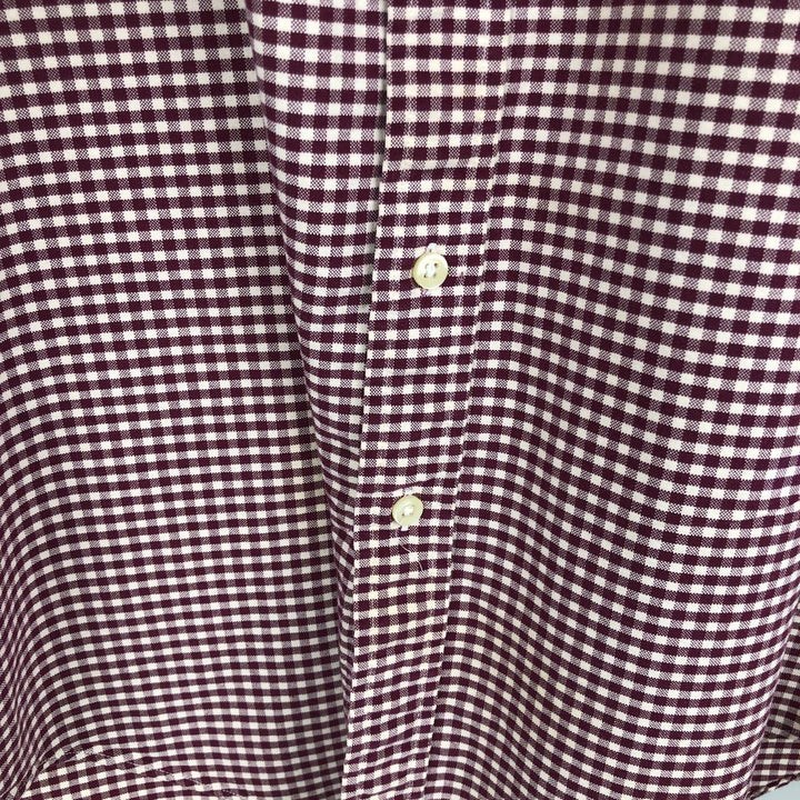 Ralph Lauren CUSTOM FIT Gingham Check Long Sleeve Button Down Check Shirt Men's M Size cotton red type Vintage Second Hand