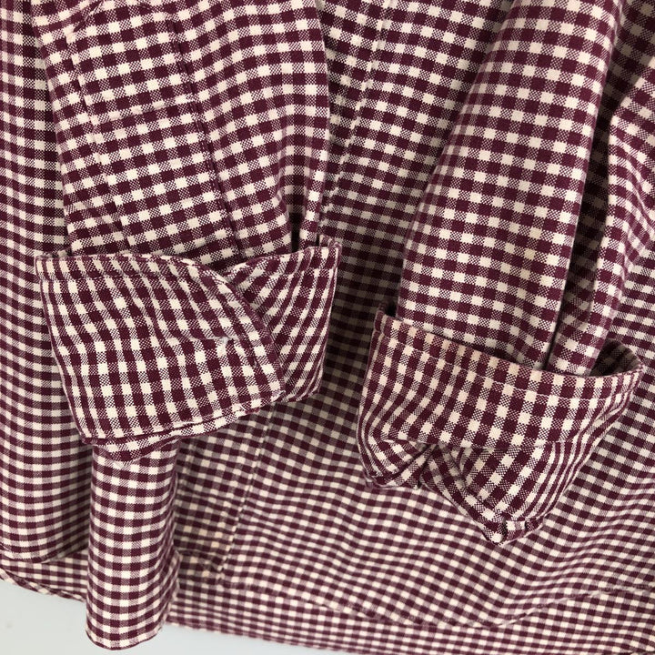 Ralph Lauren CUSTOM FIT Gingham Check Long Sleeve Button Down Check Shirt Men's M Size cotton red type Vintage Second Hand