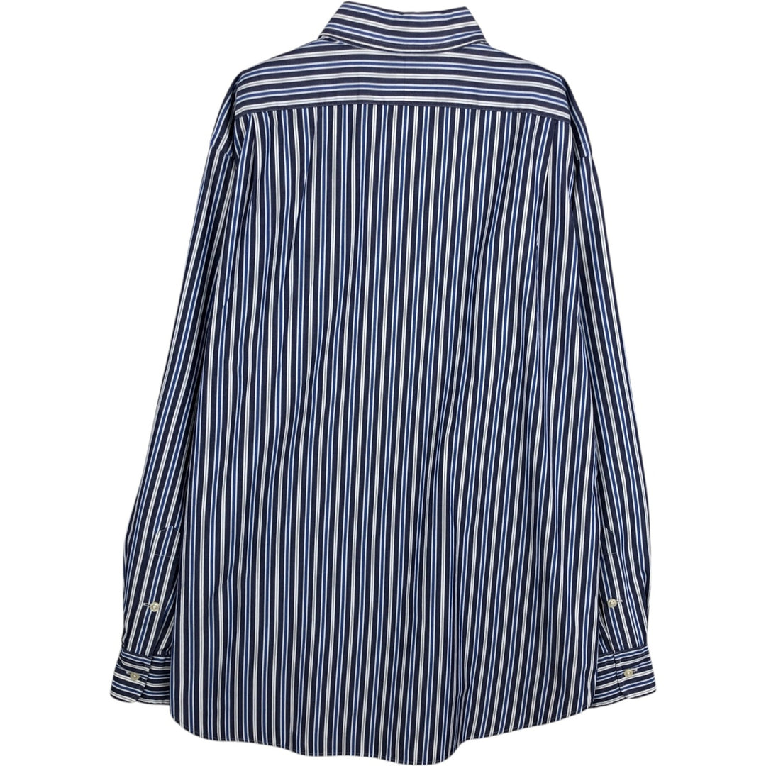 Ralph Lauren POLO by Ralph Lauren CURHAM SPORT Multi-stripe Long-Sleeve Cotton Stripe Shirt, Men's Size L (approx.) cotton navy blue type Vintage Second Hand