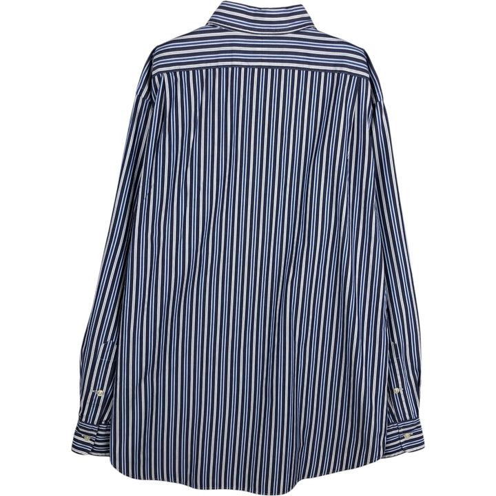 Ralph Lauren POLO by Ralph Lauren CURHAM SPORT Multi-stripe Long-Sleeve Cotton Stripe Shirt, Men's Size L (approx.) cotton navy blue type Vintage Second Hand