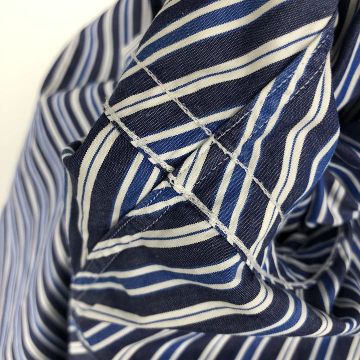 Ralph Lauren POLO by Ralph Lauren CURHAM SPORT Multi-stripe Long-Sleeve Cotton Stripe Shirt, Men's Size L (approx.) cotton navy blue type Vintage Second Hand