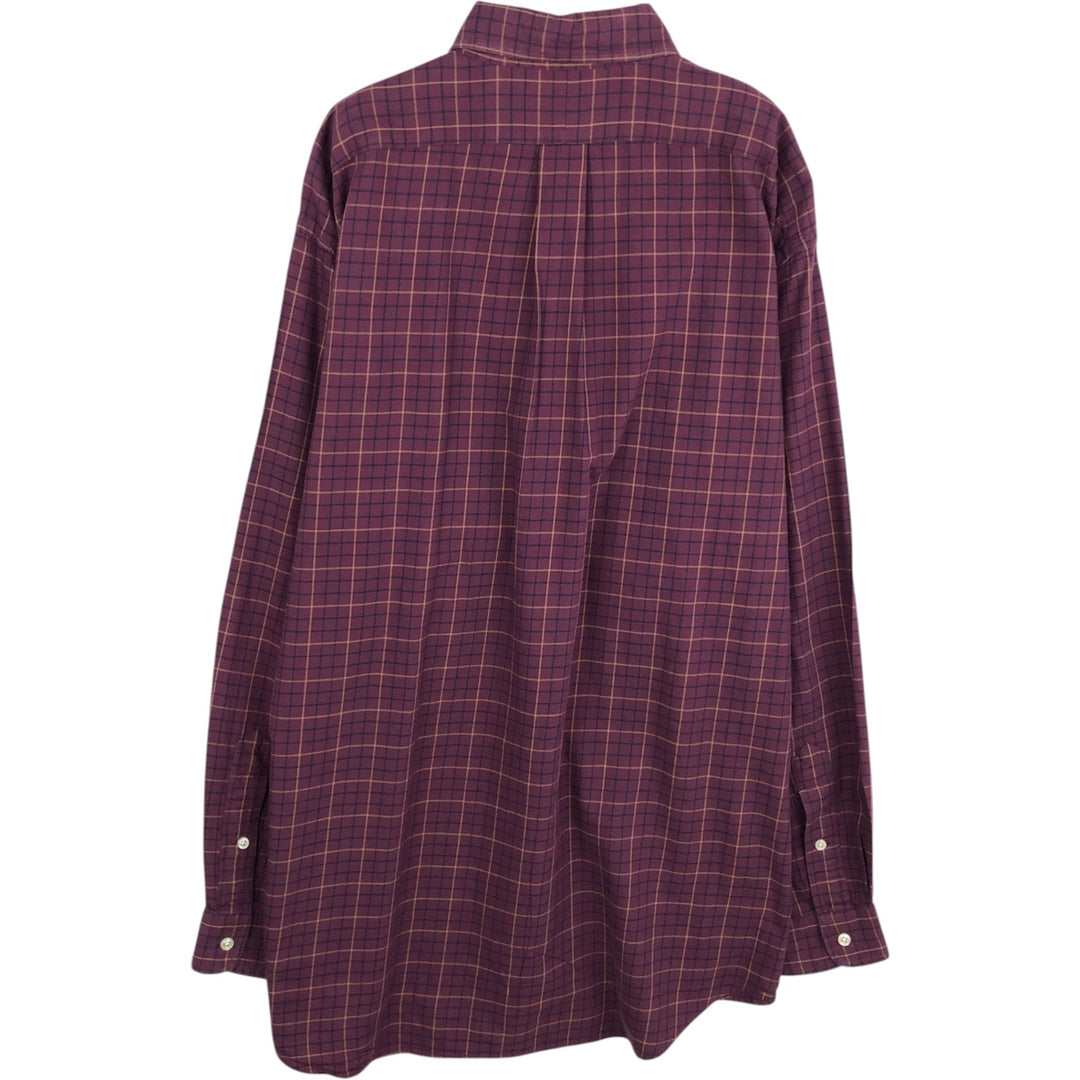 Ralph Lauren BLAKE long sleeve button down check shirt, men's size L cotton Red type red-purple Vintage Second Hand