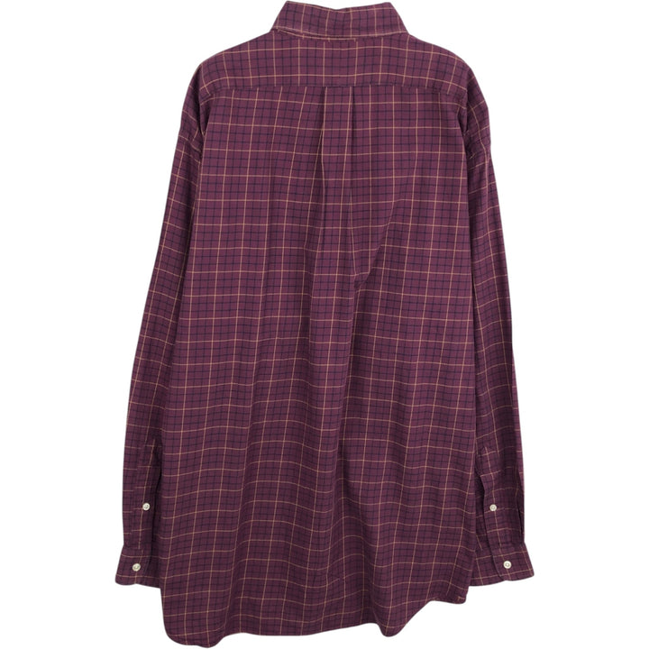 Ralph Lauren BLAKE long sleeve button down check shirt, men's size L cotton Red type red-purple Vintage Second Hand