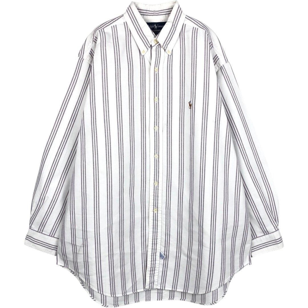 Ralph Lauren YARMOUTH Long Sleeve Button-Down Striped Shirt, Men's XL cotton white type Vintage Second Hand