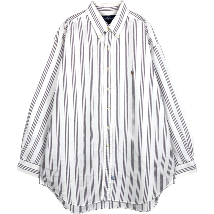 Ralph Lauren YARMOUTH Long Sleeve Button-Down Striped Shirt, Men's XL cotton white type Vintage Second Hand
