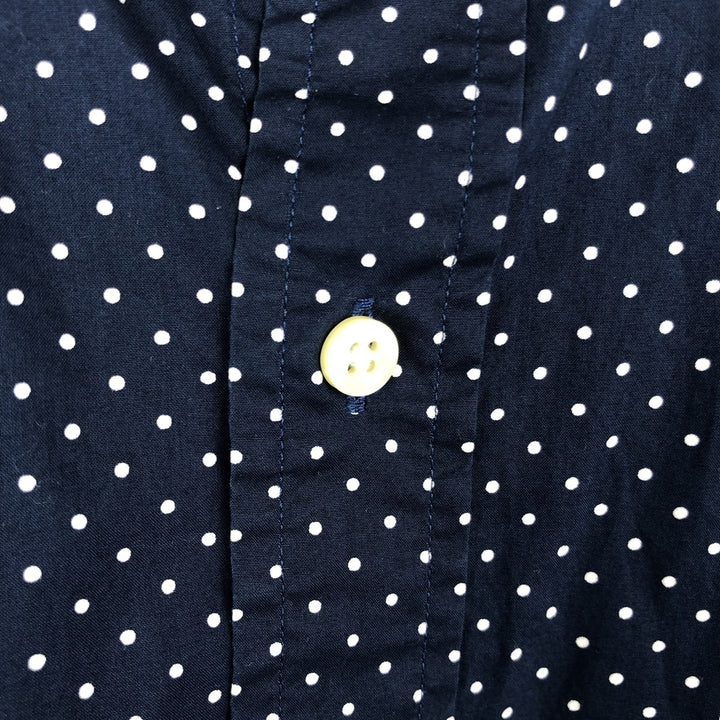 Ralph Lauren POLO RALPH LAUREN CLASSIC FIT polka dot pattern long-sleeved cotton shirt, men's size L (approx.) cotton navy blue type Vintage Second Hand