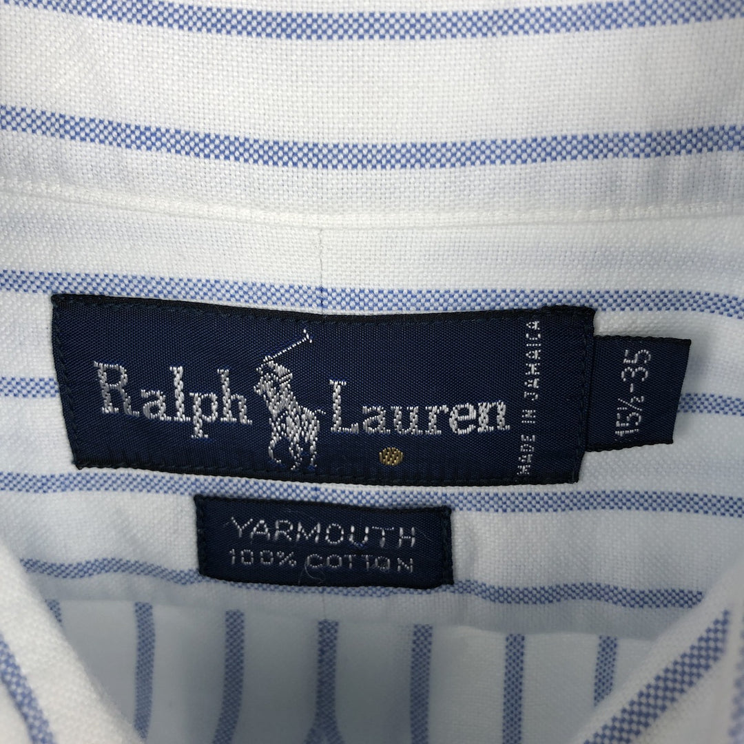 Ralph Lauren YARMOUTH Long Sleeve Button-Down Striped Shirt, Men's M Size cotton white type Vintage Second Hand