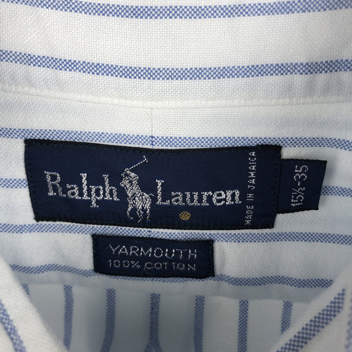 Ralph Lauren YARMOUTH Long Sleeve Button-Down Striped Shirt, Men's M Size cotton white type Vintage Second Hand