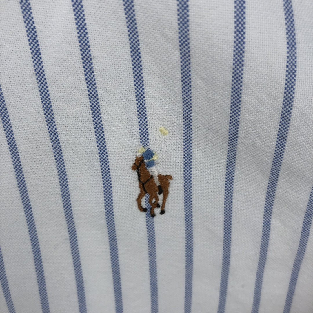 Ralph Lauren YARMOUTH Long Sleeve Button-Down Striped Shirt, Men's M Size cotton white type Vintage Second Hand