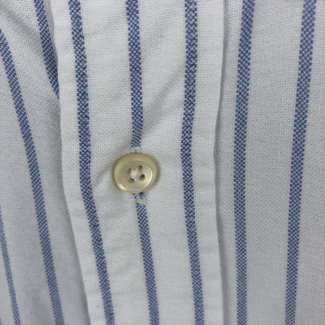 Ralph Lauren YARMOUTH Long Sleeve Button-Down Striped Shirt, Men's M Size cotton white type Vintage Second Hand