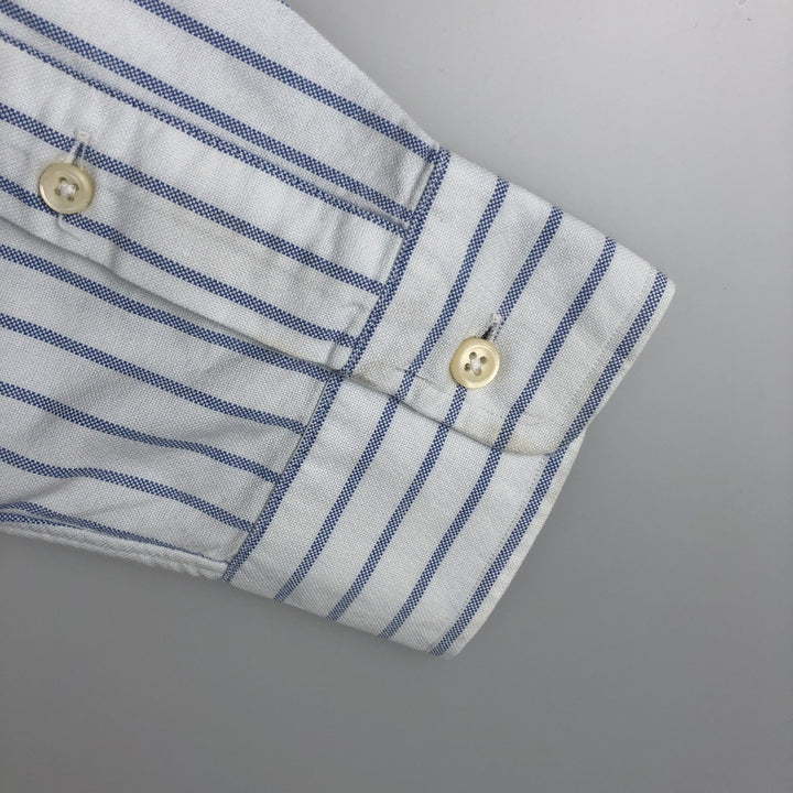 Ralph Lauren YARMOUTH Long Sleeve Button-Down Striped Shirt, Men's M Size cotton white type Vintage Second Hand