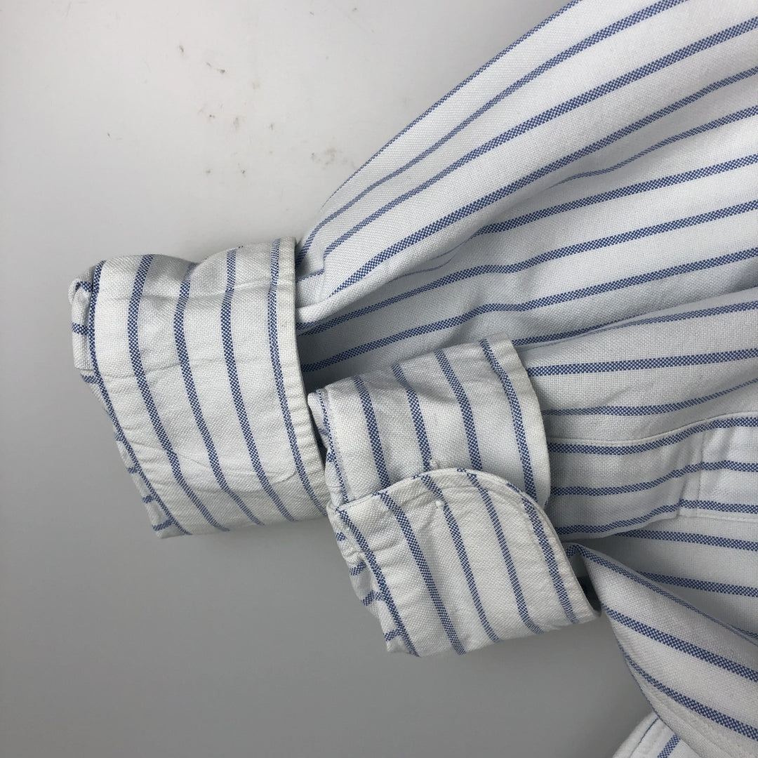 Ralph Lauren YARMOUTH Long Sleeve Button-Down Striped Shirt, Men's M Size cotton white type Vintage Second Hand