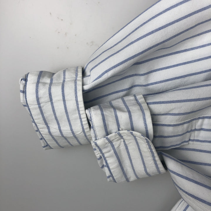Ralph Lauren YARMOUTH Long Sleeve Button-Down Striped Shirt, Men's M Size cotton white type Vintage Second Hand