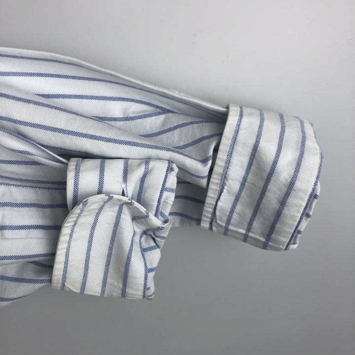 Ralph Lauren YARMOUTH Long Sleeve Button-Down Striped Shirt, Men's M Size cotton white type Vintage Second Hand