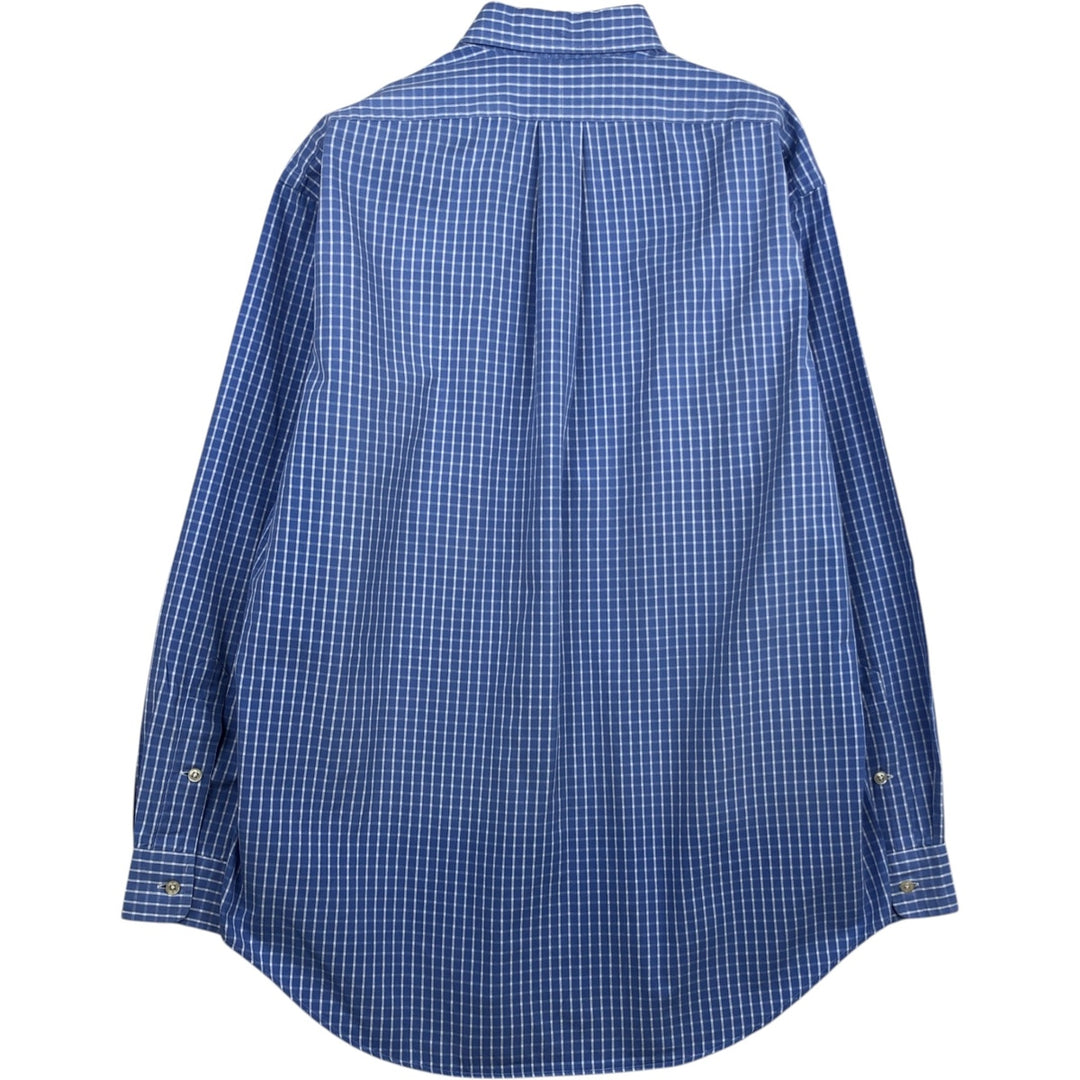 Ralph Lauren BLAKE long sleeve button down check shirt, men's size M cotton Blue type light blue Vintage Second Hand