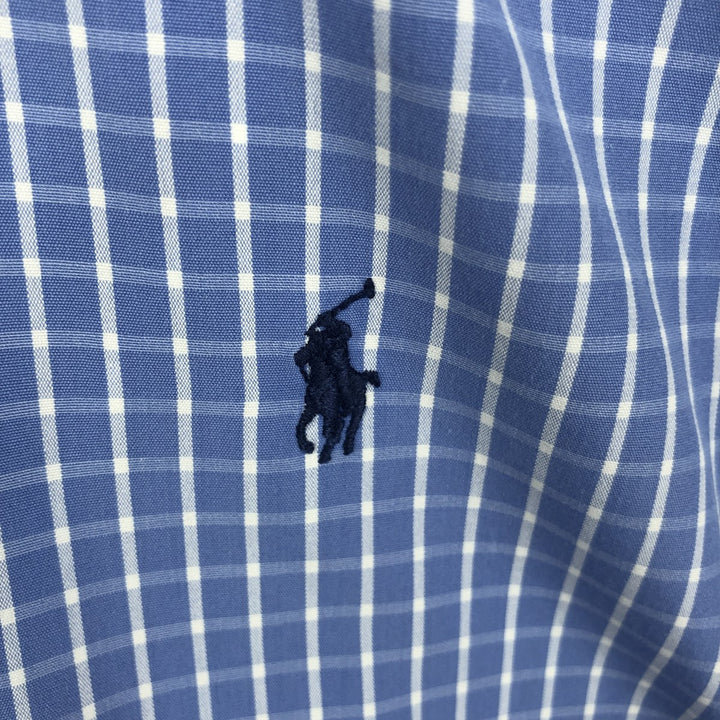 Ralph Lauren BLAKE long sleeve button down check shirt, men's size M cotton Blue type light blue Vintage Second Hand