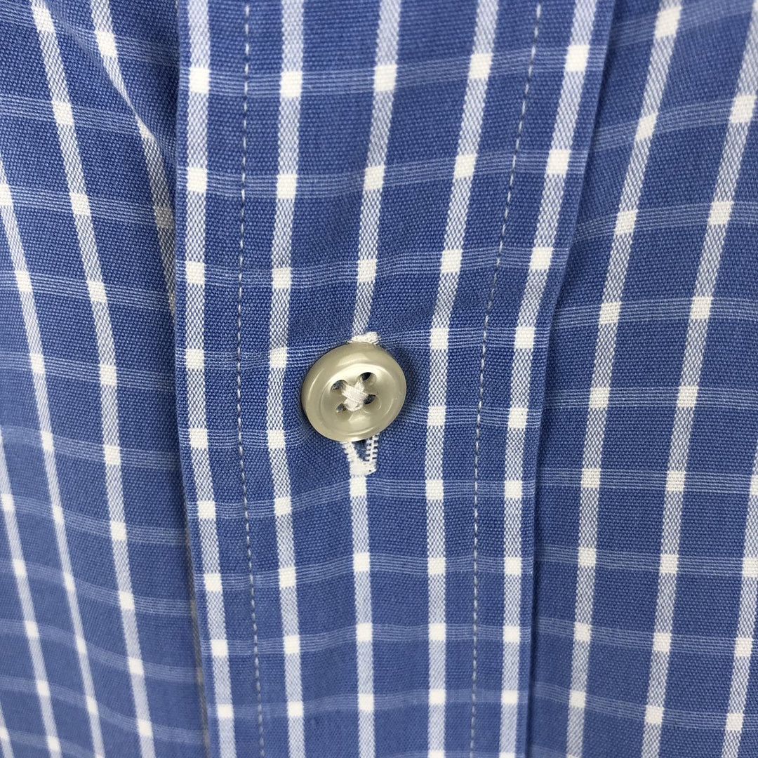 Ralph Lauren BLAKE long sleeve button down check shirt, men's size M cotton Blue type light blue Vintage Second Hand