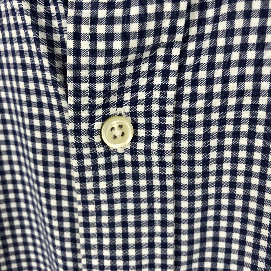 Ralph Lauren Gingham Check Long Sleeve Button-Down Check Shirt, Men's Size L cotton navy blue type Vintage Second Hand