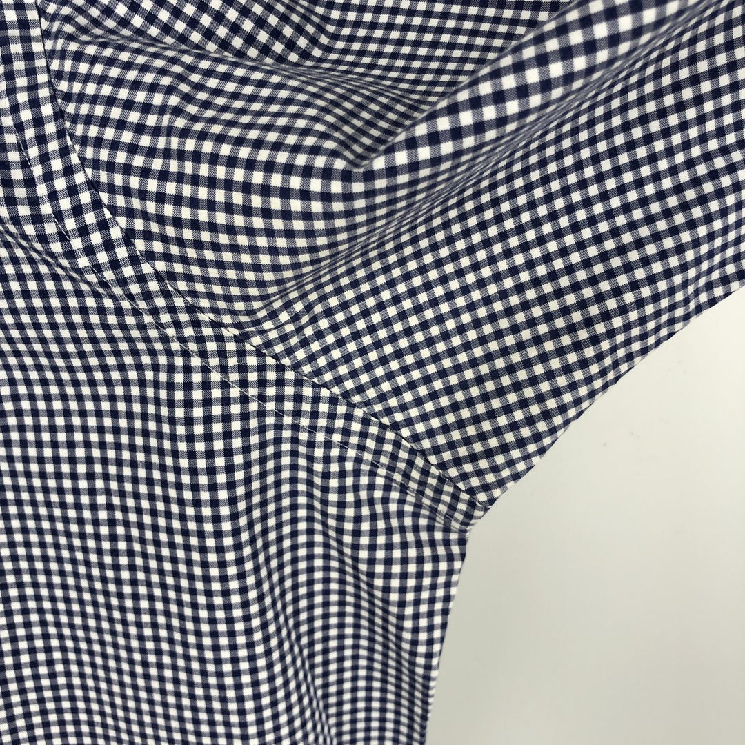 Ralph Lauren Gingham Check Long Sleeve Button-Down Check Shirt, Men's Size L cotton navy blue type Vintage Second Hand