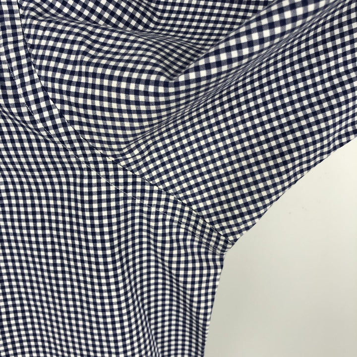 Ralph Lauren Gingham Check Long Sleeve Button-Down Check Shirt, Men's Size L cotton navy blue type Vintage Second Hand