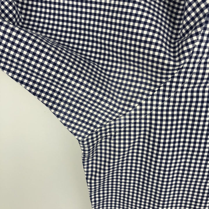 Ralph Lauren Gingham Check Long Sleeve Button-Down Check Shirt, Men's Size L cotton navy blue type Vintage Second Hand