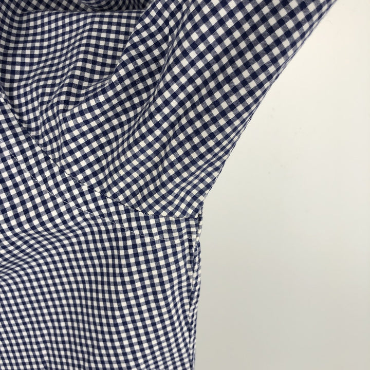 Ralph Lauren Gingham Check Long Sleeve Button-Down Check Shirt, Men's Size L cotton navy blue type Vintage Second Hand