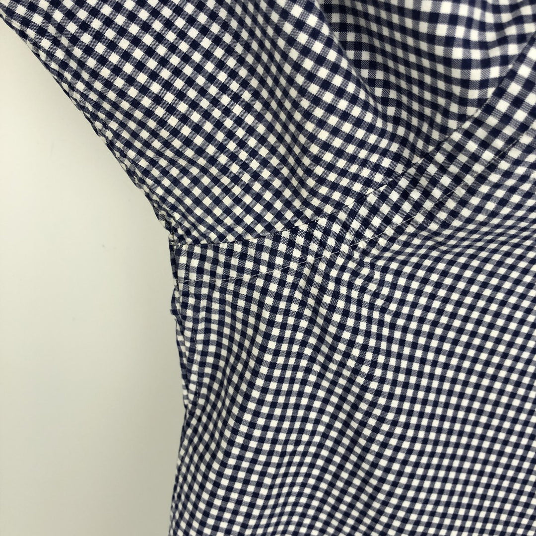 Ralph Lauren Gingham Check Long Sleeve Button-Down Check Shirt, Men's Size L cotton navy blue type Vintage Second Hand