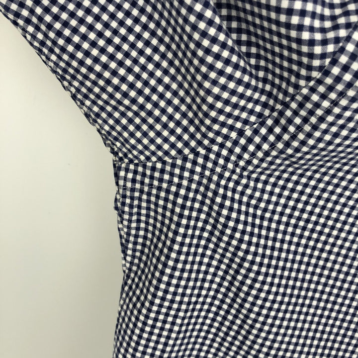 Ralph Lauren Gingham Check Long Sleeve Button-Down Check Shirt, Men's Size L cotton navy blue type Vintage Second Hand