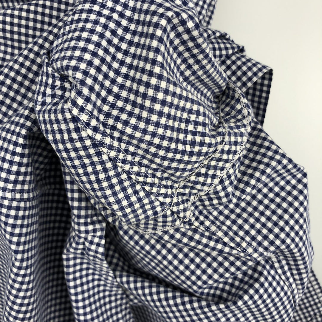 Ralph Lauren Gingham Check Long Sleeve Button-Down Check Shirt, Men's Size L cotton navy blue type Vintage Second Hand