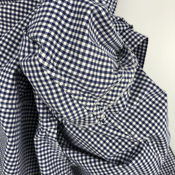 Ralph Lauren Gingham Check Long Sleeve Button-Down Check Shirt, Men's Size L cotton navy blue type Vintage Second Hand