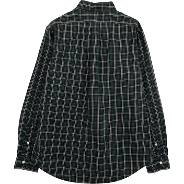 Ralph Lauren CUSTOM FIT long sleeve button down check shirt, men's size L cotton green type Vintage Second Hand
