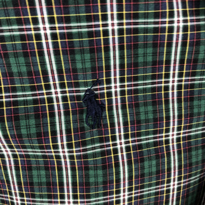 Ralph Lauren CUSTOM FIT long sleeve button down check shirt, men's size L cotton green type Vintage Second Hand