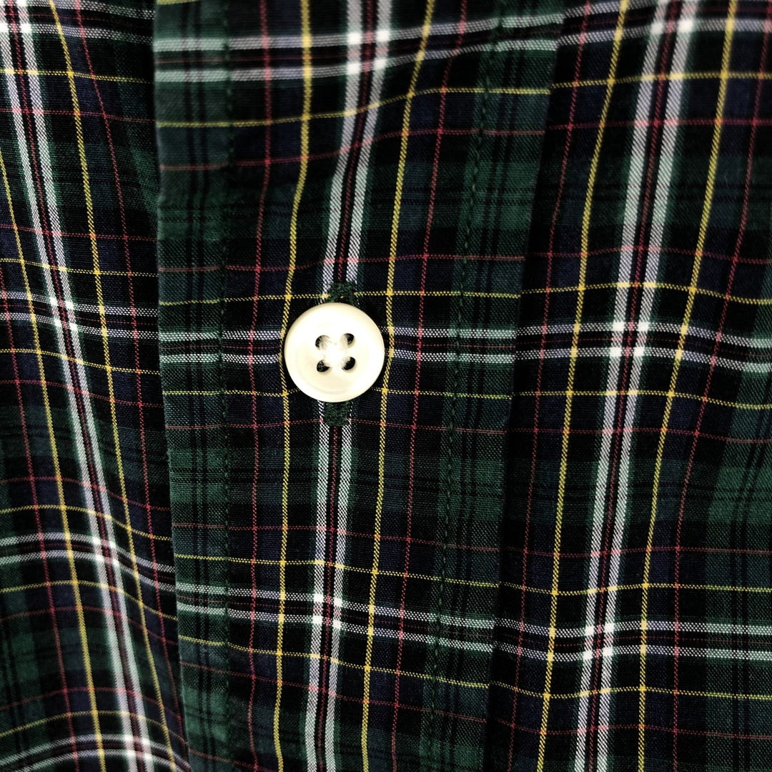 Ralph Lauren CUSTOM FIT long sleeve button down check shirt, men's size L cotton green type Vintage Second Hand