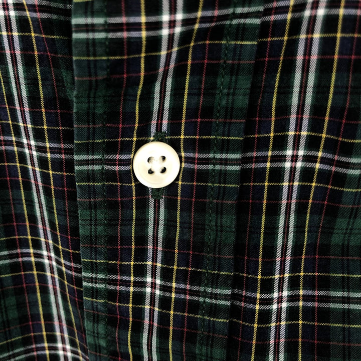Ralph Lauren CUSTOM FIT long sleeve button down check shirt, men's size L cotton green type Vintage Second Hand