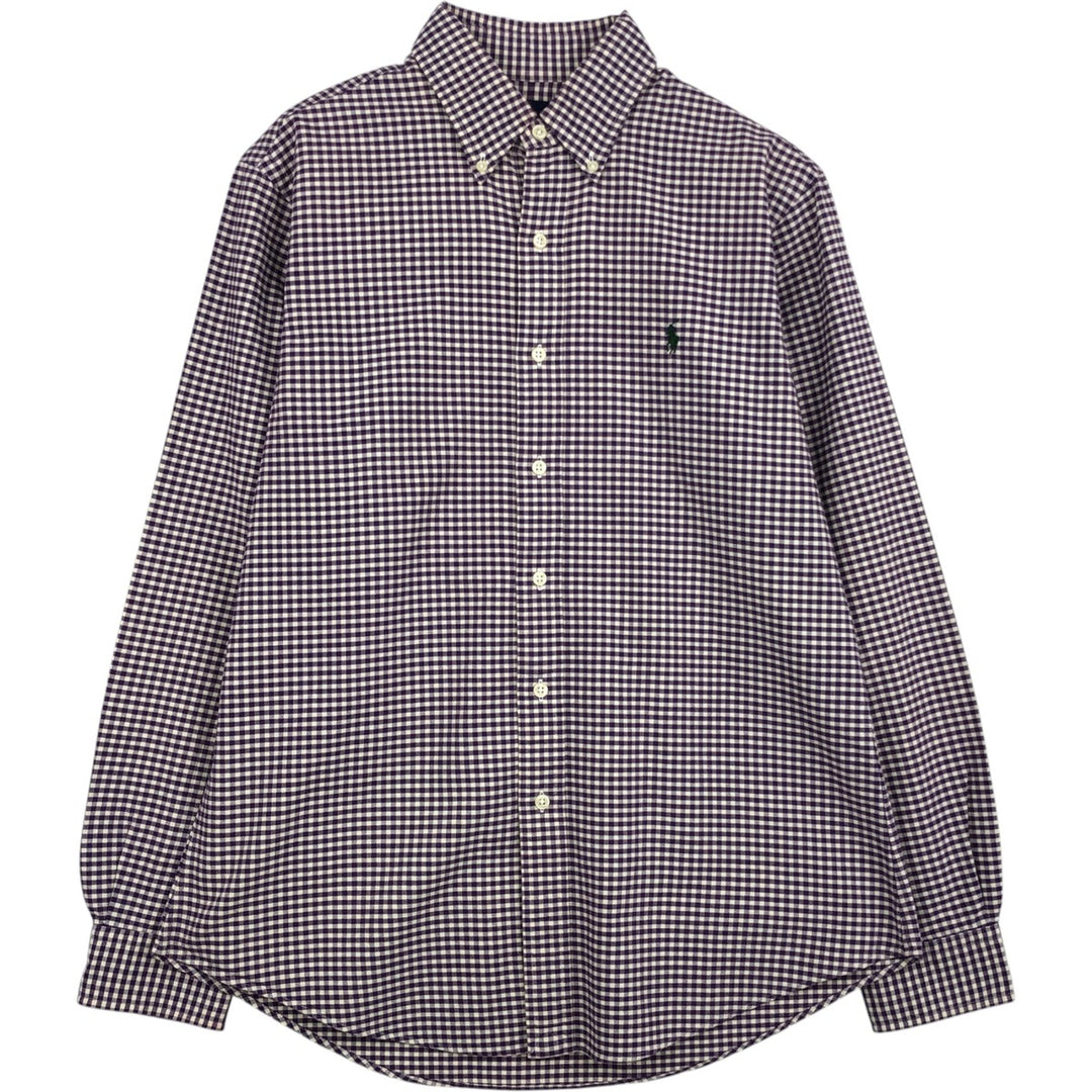 Ralph Lauren CUSTOM FIT Gingham Check Long Sleeve Button Down Check Shirt Men's M Size cotton purple type Vintage Second Hand