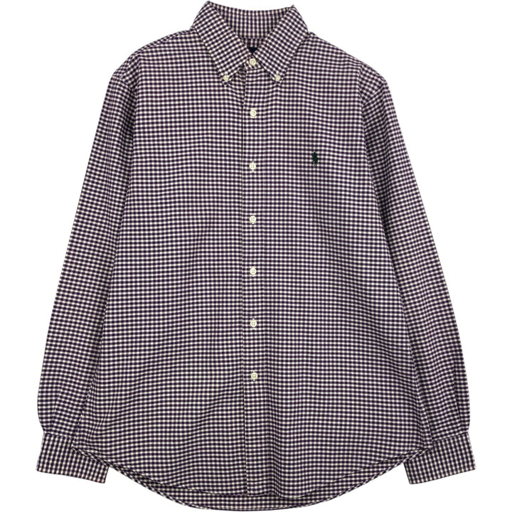 Ralph Lauren CUSTOM FIT Gingham Check Long Sleeve Button Down Check Shirt Men's M Size cotton purple type Vintage Second Hand