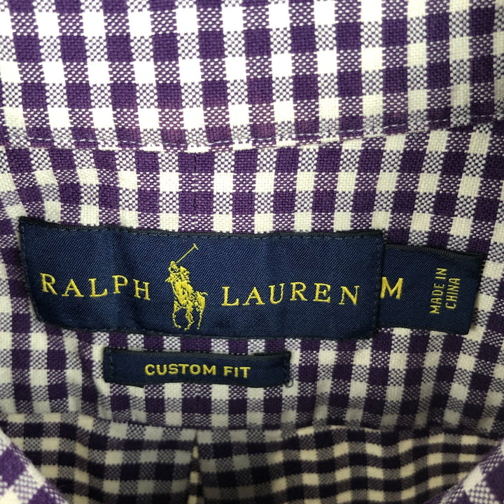 Ralph Lauren CUSTOM FIT Gingham Check Long Sleeve Button Down Check Shirt Men's M Size cotton purple type Vintage Second Hand