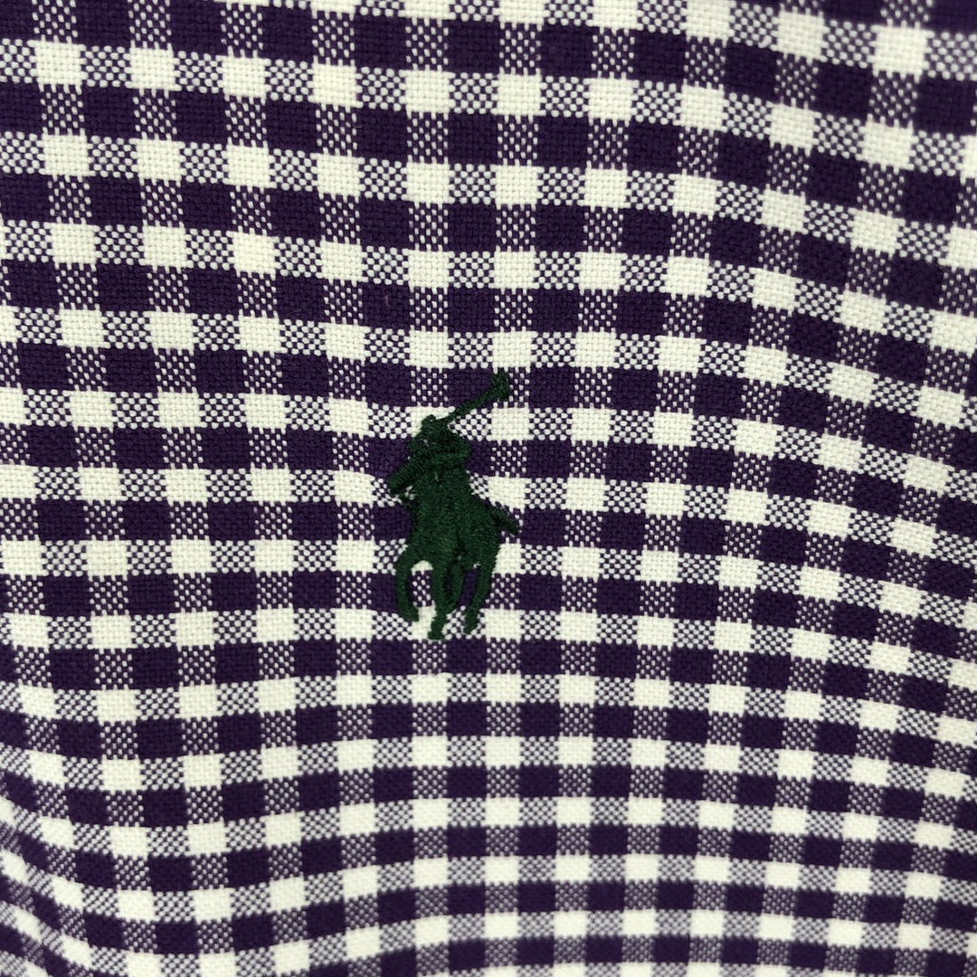 Ralph Lauren CUSTOM FIT Gingham Check Long Sleeve Button Down Check Shirt Men's M Size cotton purple type Vintage Second Hand