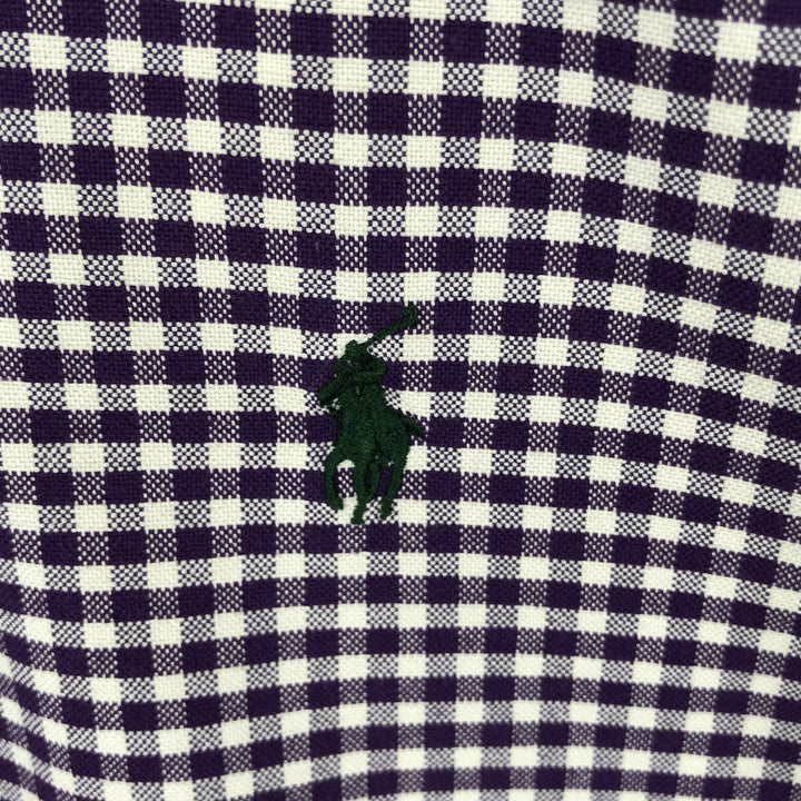 Ralph Lauren CUSTOM FIT Gingham Check Long Sleeve Button Down Check Shirt Men's M Size cotton purple type Vintage Second Hand