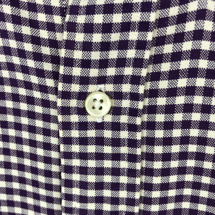Ralph Lauren CUSTOM FIT Gingham Check Long Sleeve Button Down Check Shirt Men's M Size cotton purple type Vintage Second Hand