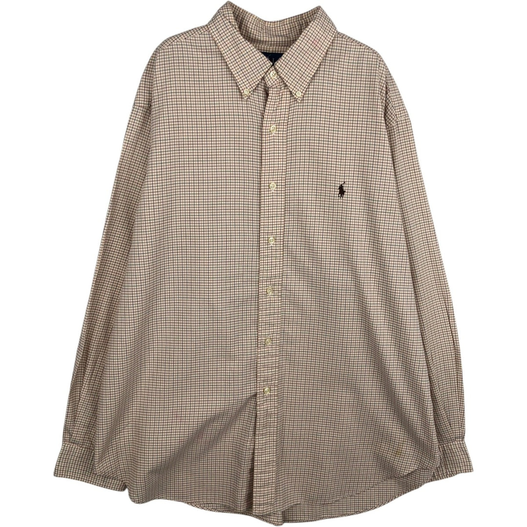 Ralph Lauren Classic Fit Long Sleeve Button Down Check Shirt Men's XL cotton Beige type Vintage Second Hand